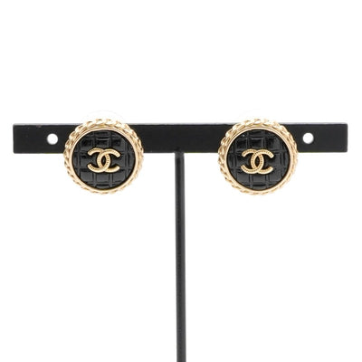 シャネル CHANEL ピアス イヤリング ゴールド ブラック ココマーク マトラッセ ラウンド