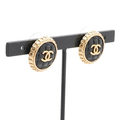 シャネル CHANEL ピアス イヤリング ゴールド ブラック ココマーク マトラッセ ラウンド