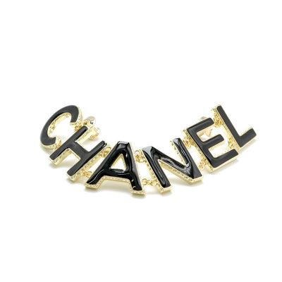 シャネル CHANEL ブローチ コサージュ ゴールド ブラック ピンブローチ ロゴ