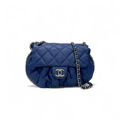 シャネル CHANEL バッグ ショルダーバッグ ブルー シルバー ココマーク シングルフラップ シングルチェーン