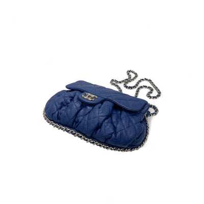 シャネル CHANEL バッグ ショルダーバッグ ブルー シルバー ココマーク シングルフラップ シングルチェーン