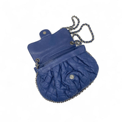 シャネル CHANEL バッグ ショルダーバッグ ブルー シルバー ココマーク シングルフラップ シングルチェーン