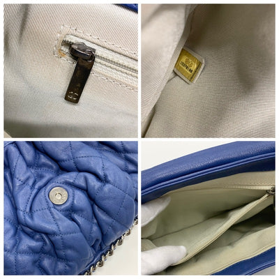 シャネル CHANEL バッグ ショルダーバッグ ブルー シルバー ココマーク シングルフラップ シングルチェーン