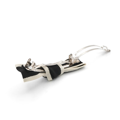 シャネル CHANEL ヘアアクセサリー ブラック アイボリー シルバー ココマーク リボン バレッタ