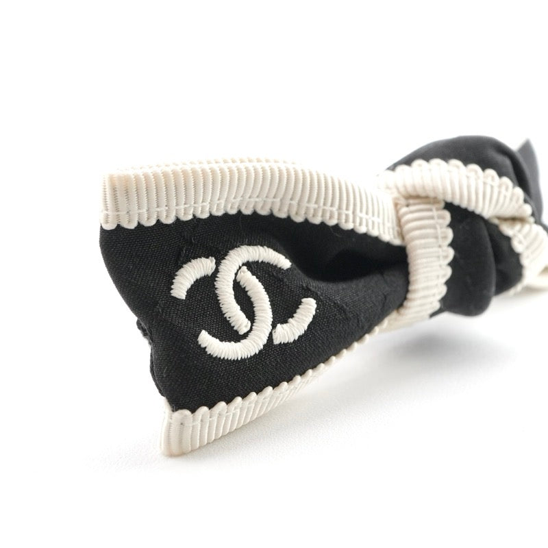 シャネル CHANEL ヘアアクセサリー ブラック アイボリー シルバー ココマーク リボン バレッタ