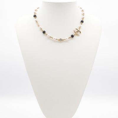 シャネル CHANEL ネックレス ペンダント チョーカー ゴールド ブラック ココマーク ラインストーン