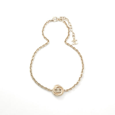 シャネル CHANEL ネックレス ペンダント チョーカー ゴールド ココマーク ラインストーン