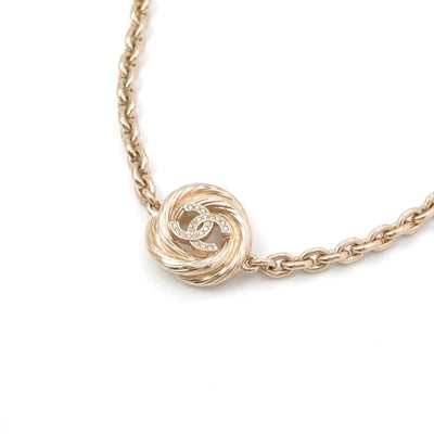 シャネル CHANEL ネックレス ペンダント チョーカー ゴールド ココマーク ラインストーン