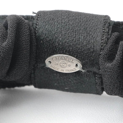 シャネル CHANEL ヘアアクセサリー シルク ブラック ホワイト ココマーク ロゴ リボン シュシュ ヘアゴム