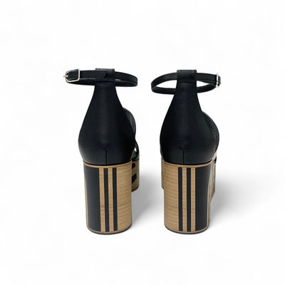 エルメス HERMES カリス サンダル 靴 シューズ レザー ブラック ブラウン 未使用 Brides de Gala Quadri Tattoo ウェッジソール ストラップ 厚底