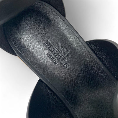 エルメス HERMES カリス サンダル 靴 シューズ レザー ブラック ブラウン 未使用 Brides de Gala Quadri Tattoo ウェッジソール ストラップ 厚底