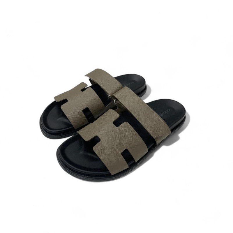 エルメス HERMES シプレ サンダル 靴 シューズ レザー グレージュ 未使用 ベルクロ ストラップ フラット