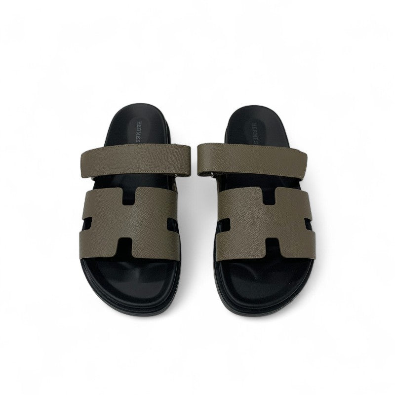 エルメス HERMES シプレ サンダル 靴 シューズ レザー グレージュ 未使用 ベルクロ ストラップ フラット