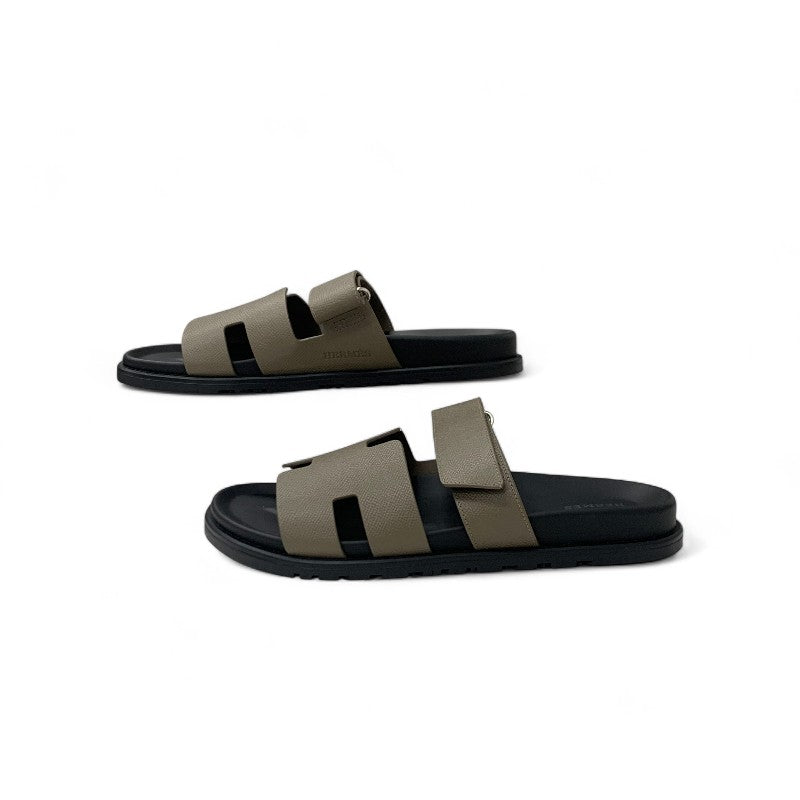 エルメス HERMES シプレ サンダル 靴 シューズ レザー グレージュ 未使用 ベルクロ ストラップ フラット