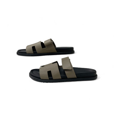 エルメス HERMES シプレ サンダル 靴 シューズ レザー グレージュ 未使用 ベルクロ ストラップ フラット