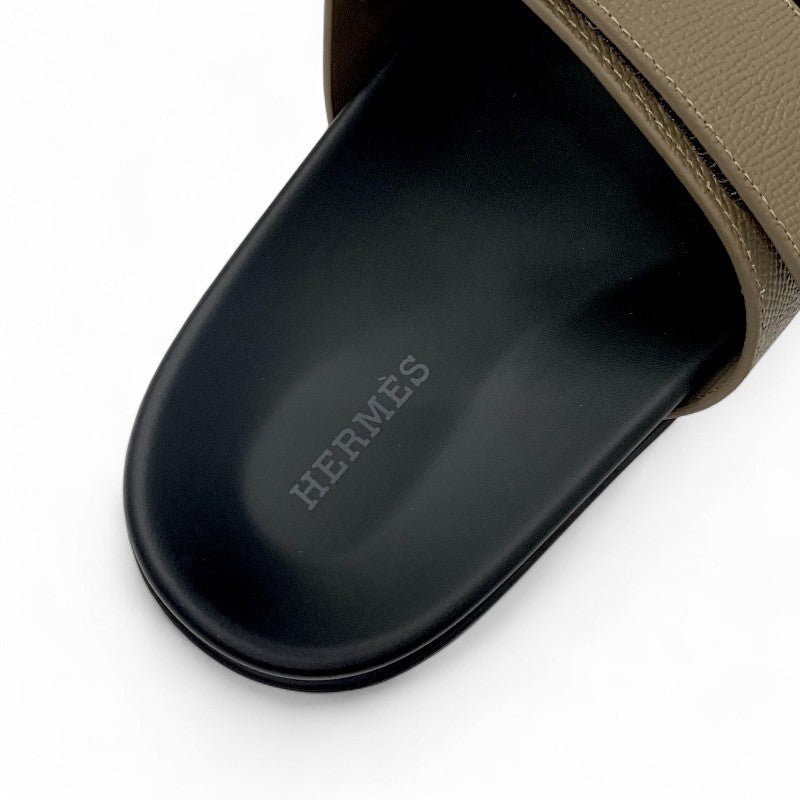 エルメス HERMES シプレ サンダル 靴 シューズ レザー グレージュ 未使用 ベルクロ ストラップ フラット