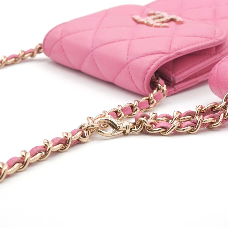 シャネル CHANEL バッグ ショルダーバッグ ピンク ゴールド ココマーク マトラッセ フォンポーチ airpodsケース
