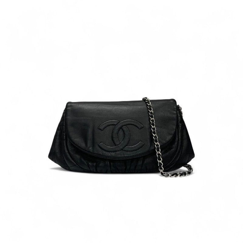 シャネル CHANEL バッグ ショルダーバッグ レザー ブラック シルバー ココマーク チェーンショルダーバッグ チェーンウォレット