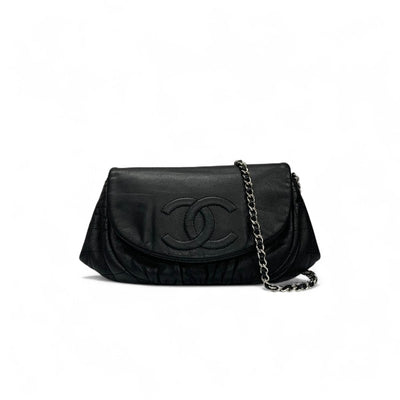 シャネル CHANEL バッグ ショルダーバッグ レザー ブラック シルバー ココマーク チェーンショルダーバッグ チェーンウォレット