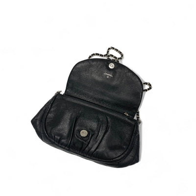 シャネル CHANEL バッグ ショルダーバッグ レザー ブラック シルバー ココマーク チェーンショルダーバッグ チェーンウォレット