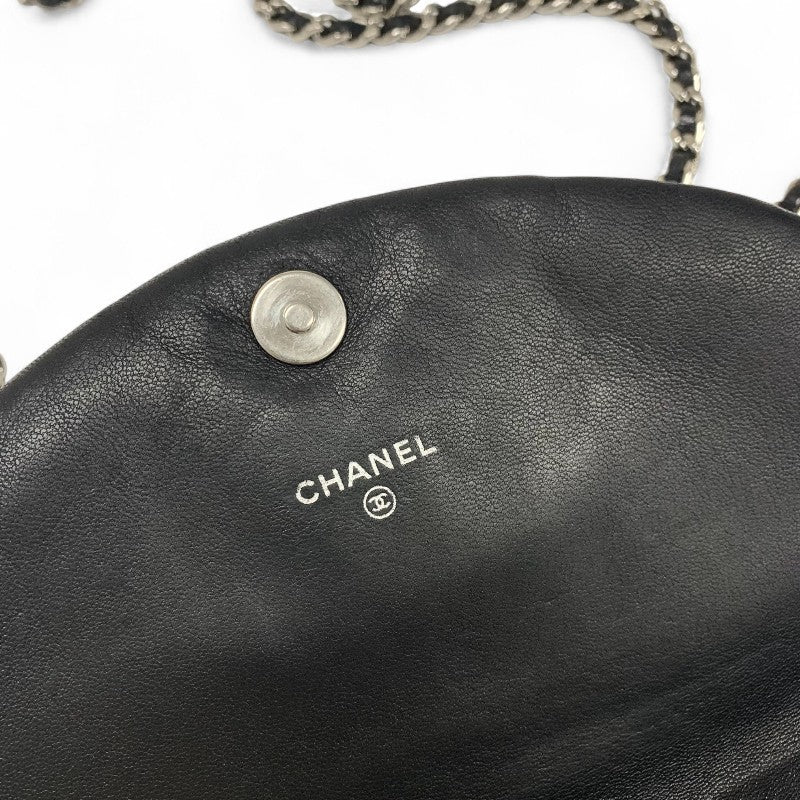 シャネル CHANEL バッグ ショルダーバッグ レザー ブラック シルバー ココマーク チェーンショルダーバッグ チェーンウォレット