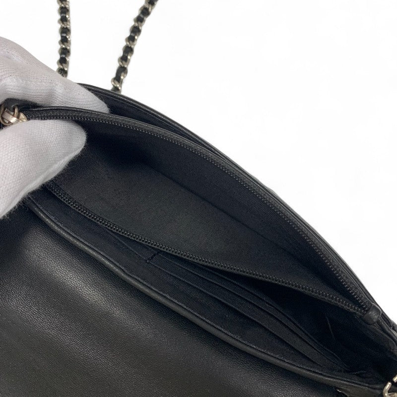 シャネル CHANEL バッグ ショルダーバッグ レザー ブラック シルバー ココマーク チェーンショルダーバッグ チェーンウォレット