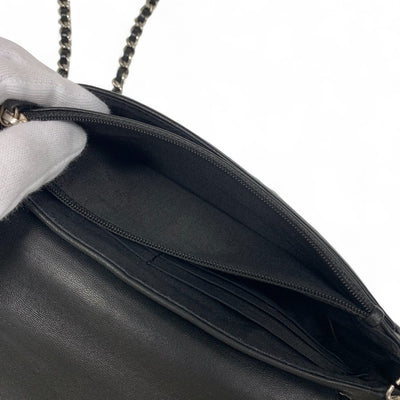 シャネル CHANEL バッグ ショルダーバッグ レザー ブラック シルバー ココマーク チェーンショルダーバッグ チェーンウォレット