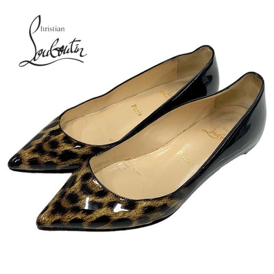 Christian Louboutin Flat Shoes Shoes Patent Black Brown Flat Pumps Leopard