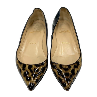 Christian Louboutin Flat Shoes Shoes Patent Black Brown Flat Pumps Leopard