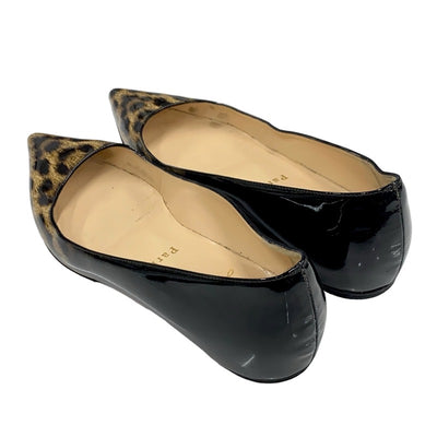 Christian Louboutin Flat Shoes Shoes Patent Black Brown Flat Pumps Leopard