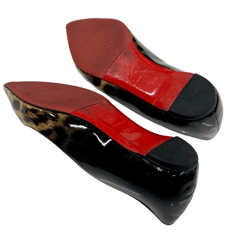 Christian Louboutin Flat Shoes Shoes Patent Black Brown Flat Pumps Leopard