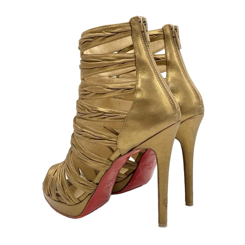 Christian Louboutin Boots Short Boots Shoes Leather Gold Metallic