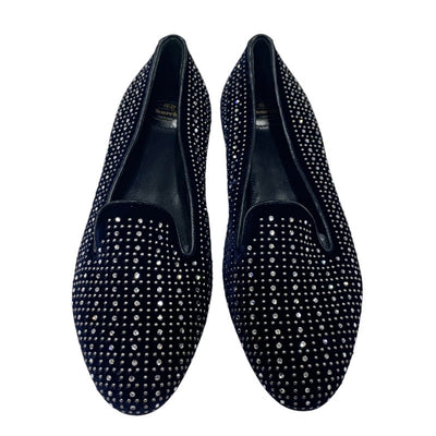 Churchs Flat Shoes Shoes Velour Navy Stone Studs