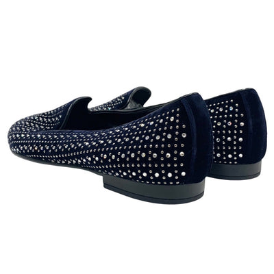 Churchs Flat Shoes Shoes Velour Navy Stone Studs