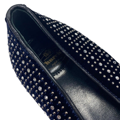 Churchs Flat Shoes Shoes Velour Navy Stone Studs