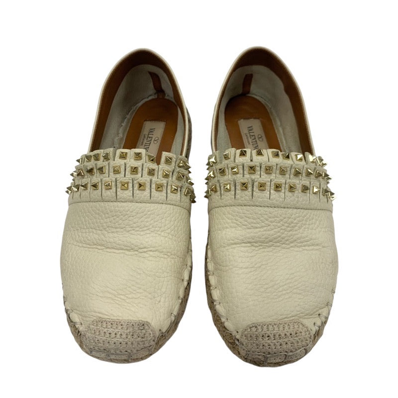 Valentino Flat Shoes, Shoes, Leather, Ivory, Rock Studs, Espadrilles