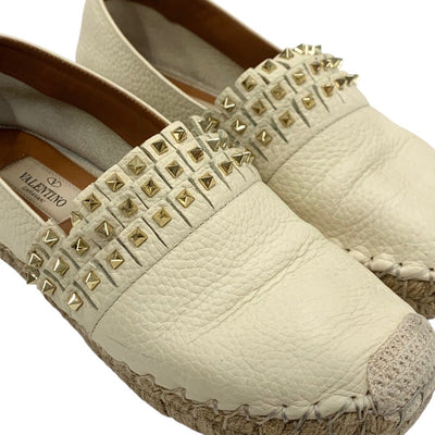 Valentino Flat Shoes, Shoes, Leather, Ivory, Rock Studs, Espadrilles