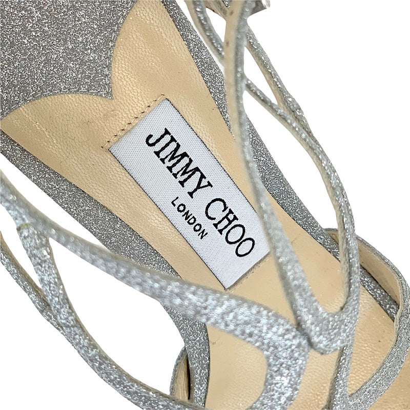 ジミーチュウ JIMMY CHOO サンダル 靴 シューズ グリッターファブリック シルバー 未使用 ラメ パーティーシューズ