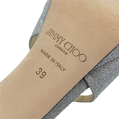 ジミーチュウ JIMMY CHOO サンダル 靴 シューズ グリッターファブリック シルバー 未使用 ラメ パーティーシューズ