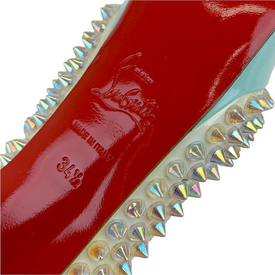 クリスチャンルブタン Christian Louboutin LADY PEEP SPIKES パンプス 靴 シューズ ホワイト ライトブルー オーロラ 未使用 スパイク スタッズ