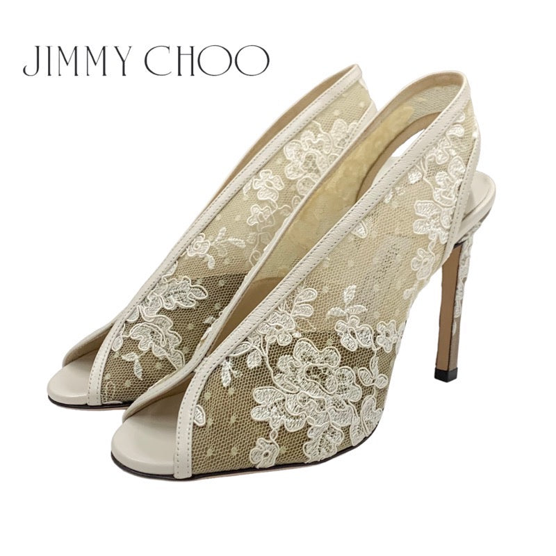 ジミーチュウ JIMMY CHOO SHAR 100 パンプス 靴 シューズ レース アイボリー サンダル ウェディングシューズ