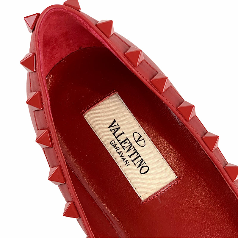 ヴァレンティノ VALENTINO フラットシューズ 靴 シューズ レザー レッド 未使用 フラットパンプス ロックスタッズ