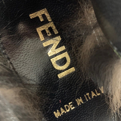 フェンディ FENDI ブーツ ショートブーツ 靴 シューズ ベロア スエード ファー ブラック グリーン ブーティ レースアップ