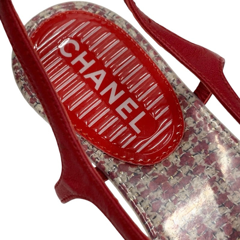 Chanel CHANEL Sandals, Shoes, Leather, Red, Coco Mark, Clear Tong Sandals, Flat Sandals