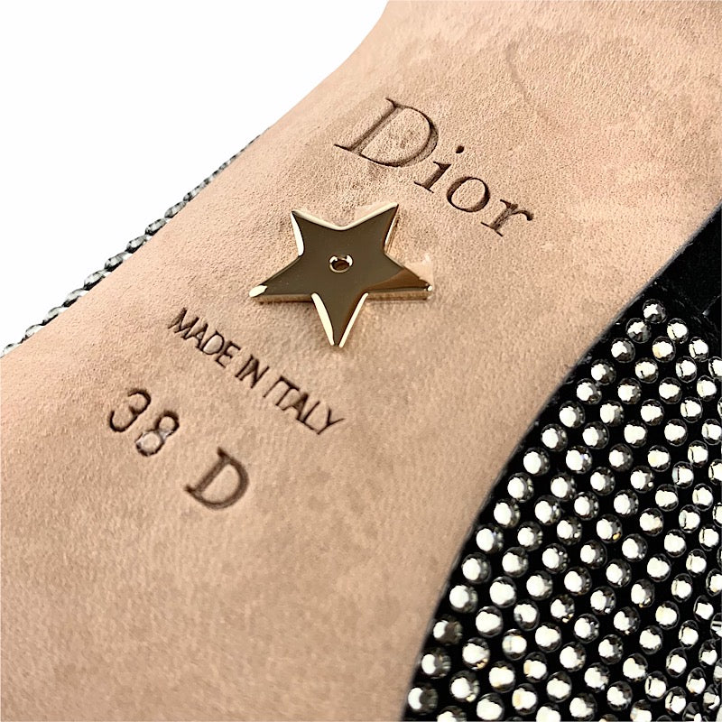 クリスチャンディオール CHRISTIAN DIOR JADIOR パンプス 靴 シューズ スエード ブラック サンダル スリングバック ラインストーン パーティーシューズ