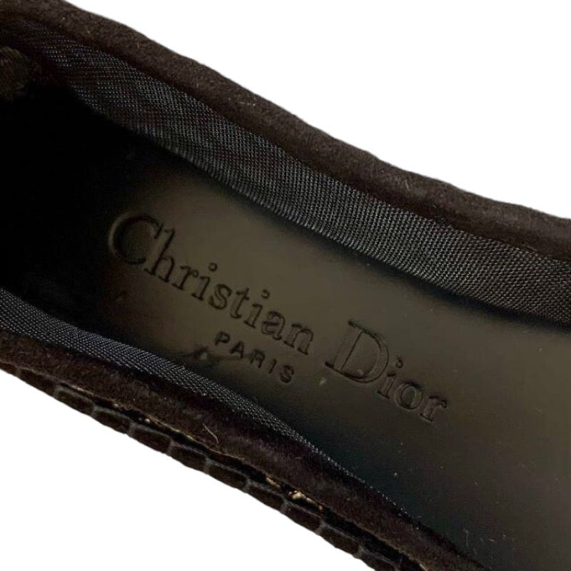 Christian Dior CHRISTIAN DIOR JADIOR Flat Shoes Shoes Mesh Black Unused Ribbon