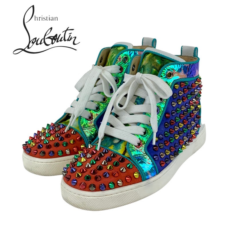 クリスチャンルブタン Christian Louboutin スニーカー 靴 シューズ レザー スエード レッド ブルー ホワイト ハイカットスニーカー スパイク スタッズ