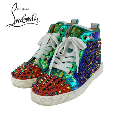 クリスチャンルブタン Christian Louboutin スニーカー 靴 シューズ レザー スエード レッド ブルー ホワイト ハイカットスニーカー スパイク スタッズ