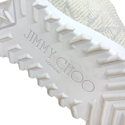 ジミーチュウ JIMMY CHOO スニーカー 靴 シューズ ファブリック ファー ホワイト シルバー ラメ ソックススニーカー ニット