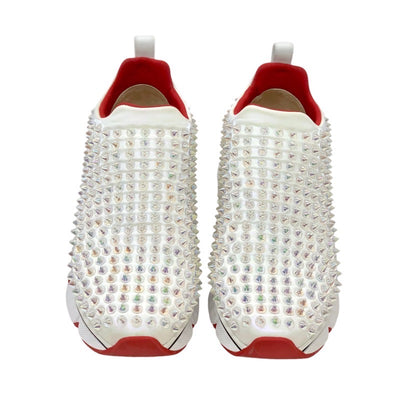 Christian Louboutin sneakers, shoes, leather, white, aurora spikes, studs